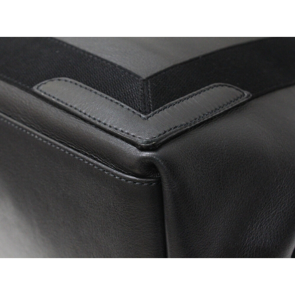 BALENCIAGA Navy Blue Cabas Shoulder Leather Canvas Black Tote Bag Pouch Classic - Picture 6 of 7